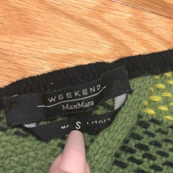 Max Mara WEEKEND Green Black Women's S V-Neck Sweater Wool/Cashmere/Nylon/Rabbit - Picture 2 of 5